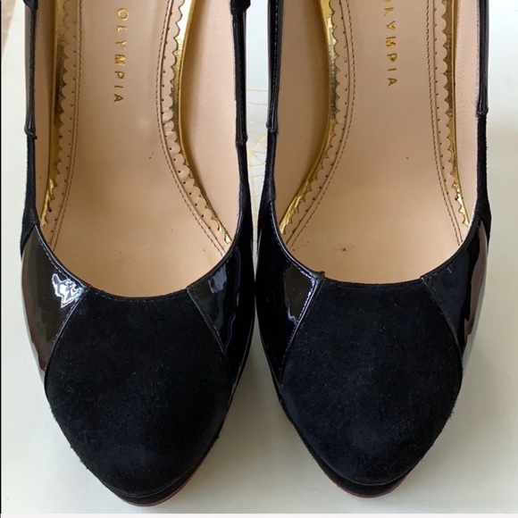 Charlotte Olympia Suede and Patent leather Priscilla In Stripes Pumps size 40 - Picture 6 of 6